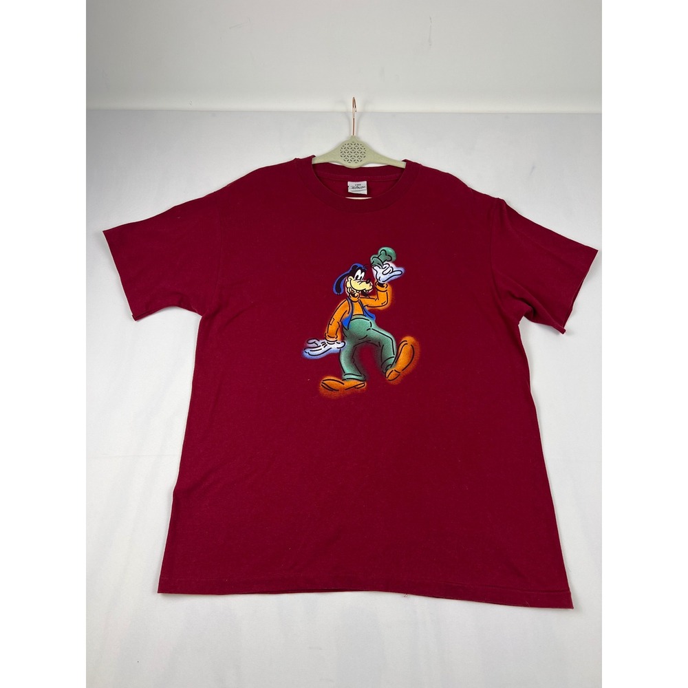 Disney T-Shirt Goofy Vintage Large Burgundy Single Stitch Made in USA Excellent